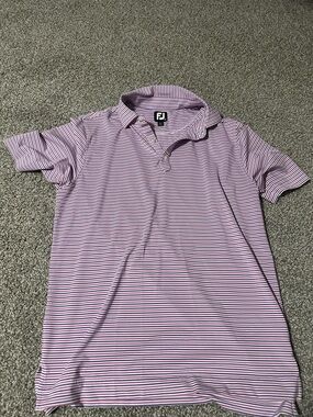 FootJoy Men’s Pink and White Striped Polo